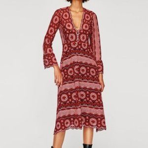 Zara Crochet Lace Midi Dress Size 4